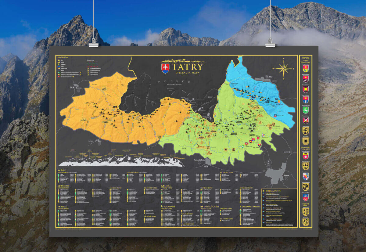 Stieracia mapa Západné, Belianske a Vysoké Tatry