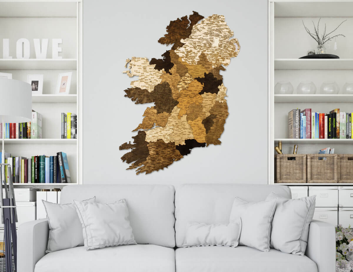 Nástenná drevená mapa Írska