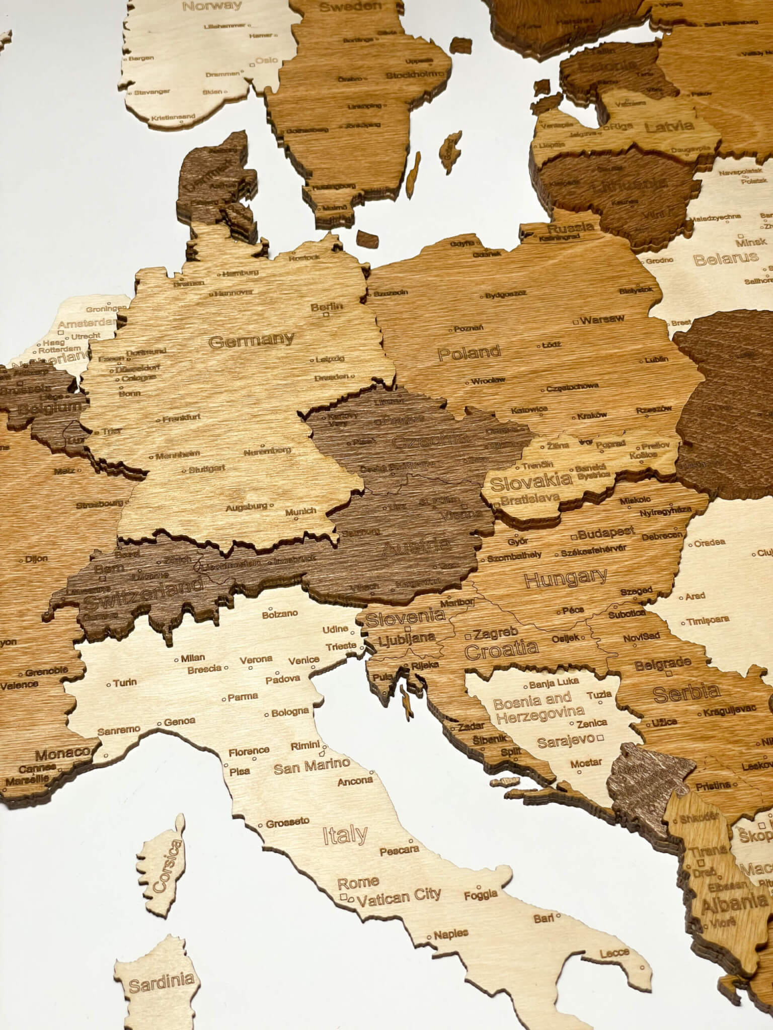 Stredná Európa - Drevená mapa Európy