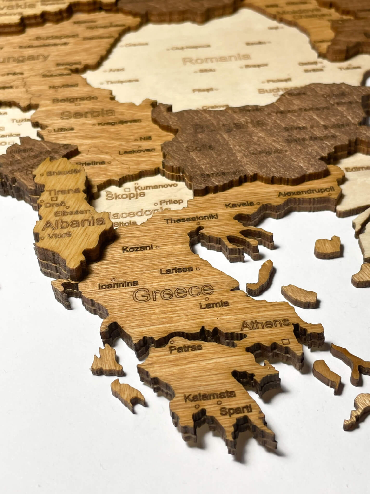 Grécko - drevená mapa Európy