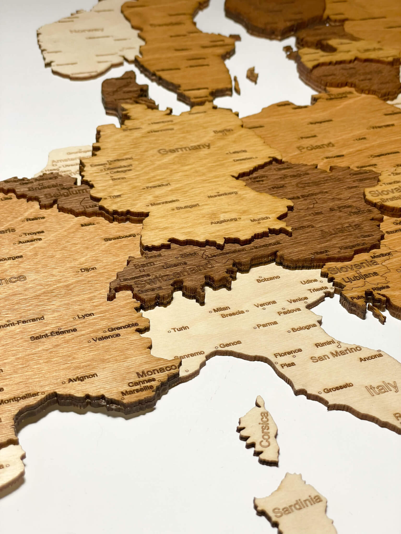 Západná Európa - Drevená mapa Európy