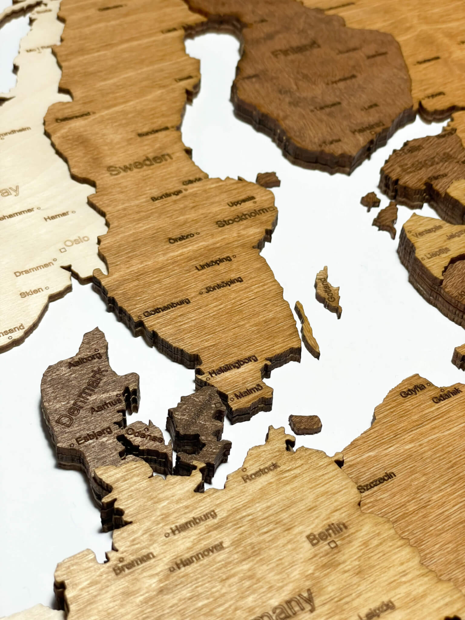 Škandinávia - drevená mapa Európy