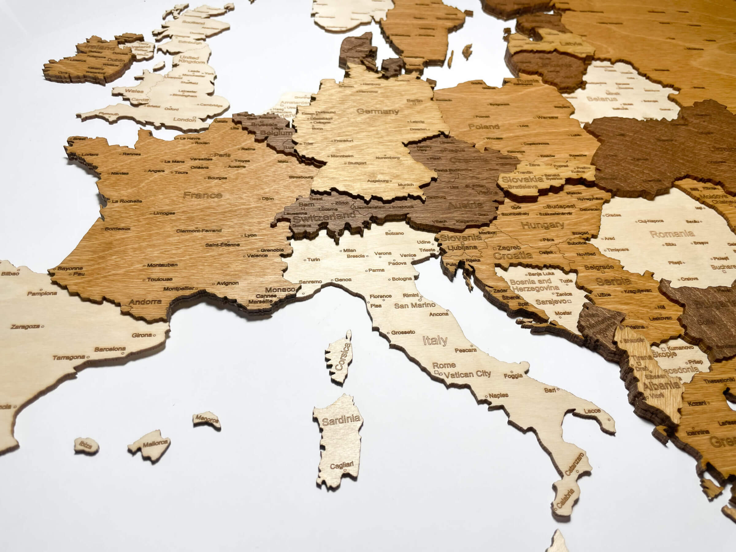 3D drevená mapa Európy
