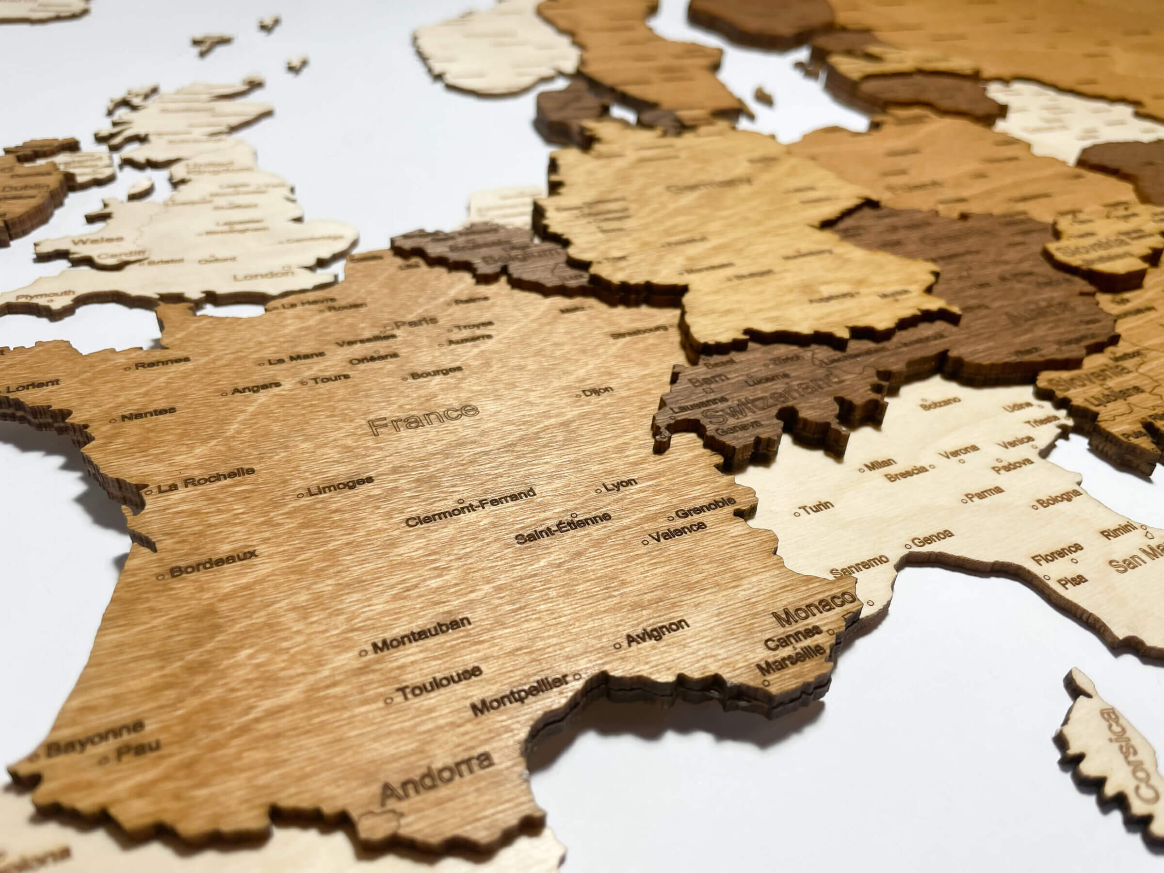 Francúzsko - 3D drevená mapa Európy