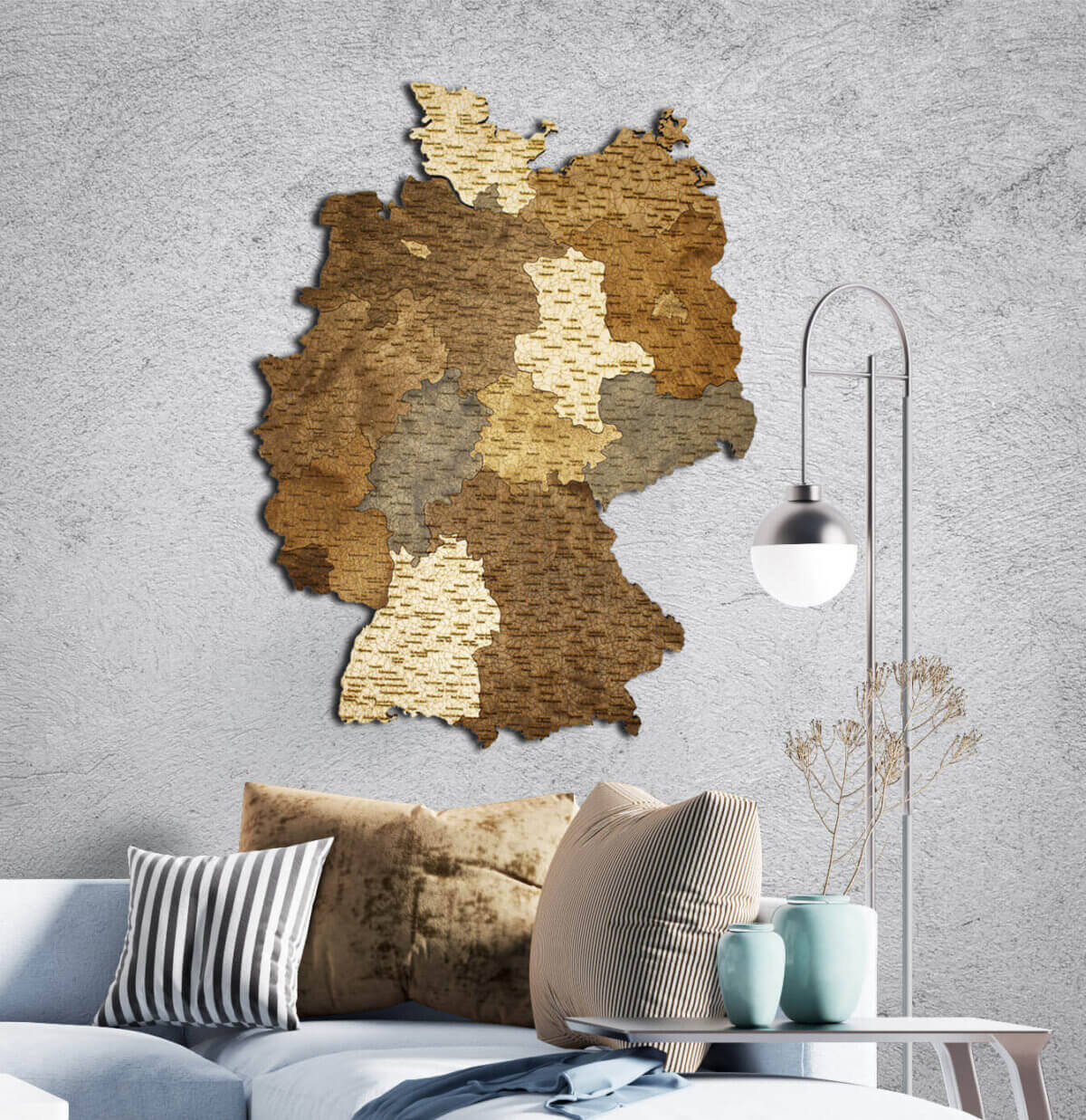 Drevená mapa Nemecka - nástenná dekorácia