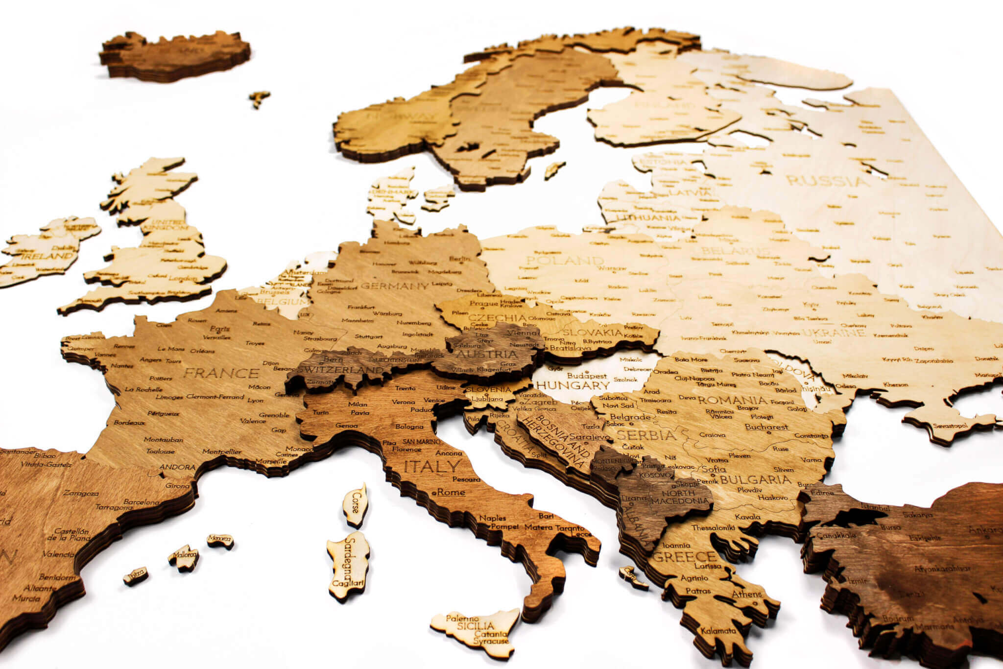 Drevená mapa Európy